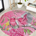 Australia Pink Galah Round Carpet Rose-breasted Cockatoo Waratah Indigenous Art - Aussie Hoodie
