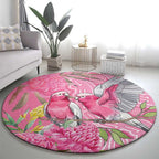 Australia Pink Galah Round Carpet Rose-breasted Cockatoo Waratah Indigenous Art - Aussie Hoodie
