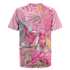 Australia Pink Galah Rugby Jersey Rose-breasted Cockatoo Waratah Indigenous Art - Aussie Hoodie