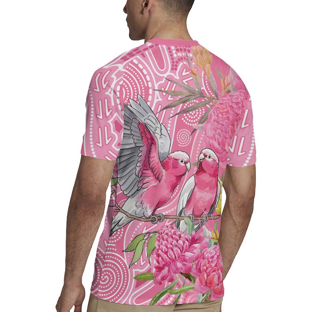 Australia Pink Galah Rugby Jersey Rose-breasted Cockatoo Waratah Indigenous Art - Aussie Hoodie