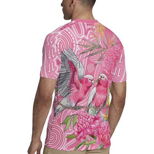 Australia Pink Galah Rugby Jersey Rose-breasted Cockatoo Waratah Indigenous Art - Aussie Hoodie