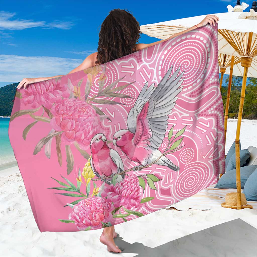 Australia Pink Galah Sarong Rose-breasted Cockatoo Waratah Indigenous Art - Aussie Hoodie