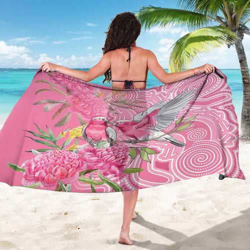 Australia Pink Galah Sarong Rose-breasted Cockatoo Waratah Indigenous Art - Aussie Hoodie