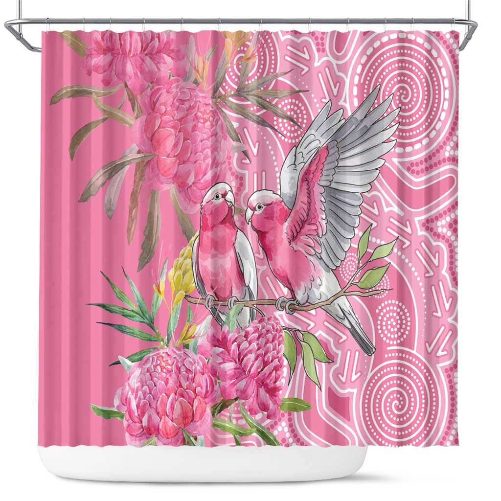 Australia Pink Galah Shower Curtain Rose-breasted Cockatoo Waratah Indigenous Art - Aussie Hoodie