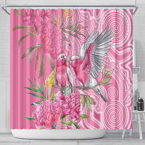 Australia Pink Galah Shower Curtain Rose-breasted Cockatoo Waratah Indigenous Art - Aussie Hoodie