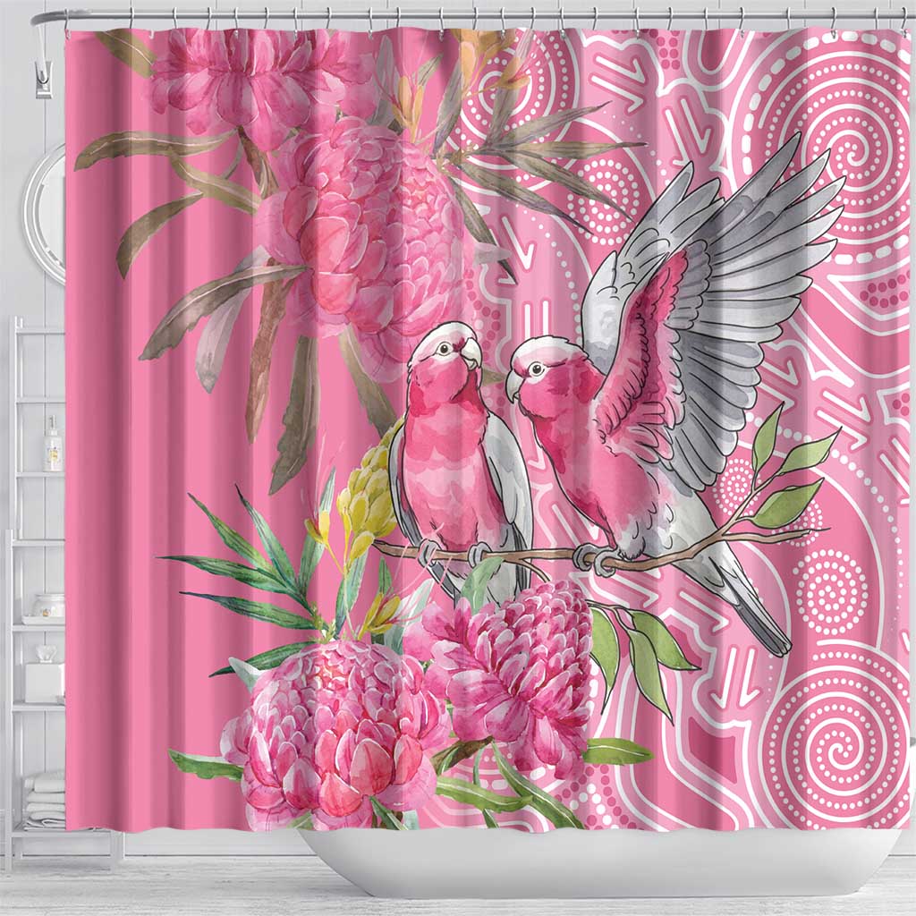 Australia Pink Galah Shower Curtain Rose-breasted Cockatoo Waratah Indigenous Art - Aussie Hoodie