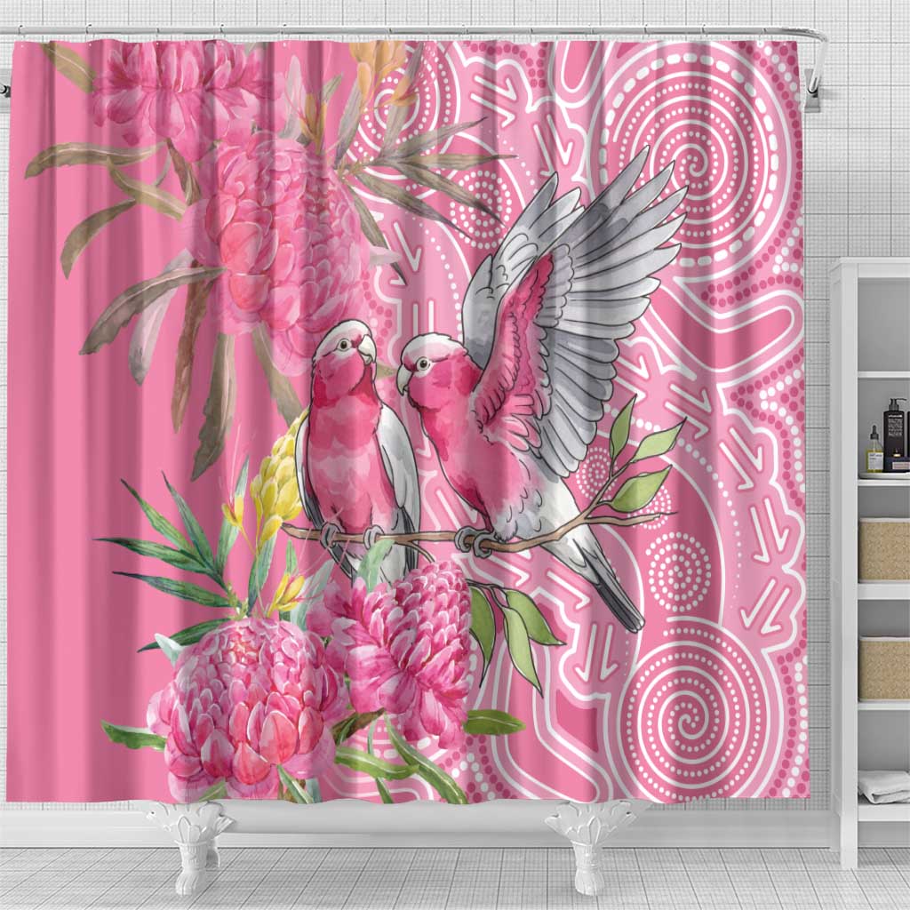 Australia Pink Galah Shower Curtain Rose-breasted Cockatoo Waratah Indigenous Art - Aussie Hoodie