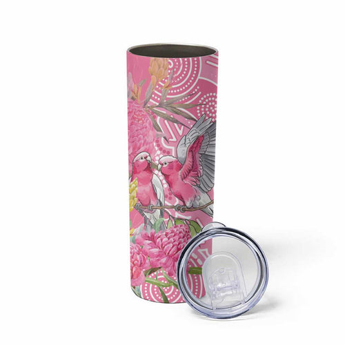 Australia Pink Galah Skinny Tumbler Rose-breasted Cockatoo Waratah Indigenous Art - Aussie Hoodie