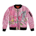 Australia Pink Galah Sleeve Zip Bomber Jacket Rose-breasted Cockatoo Waratah Indigenous Art - Aussie Hoodie