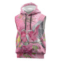 Australia Pink Galah Sleeveless Hoodie Rose-breasted Cockatoo Waratah Indigenous Art - Aussie Hoodie