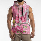 Australia Pink Galah Sleeveless Hoodie Rose-breasted Cockatoo Waratah Indigenous Art - Aussie Hoodie