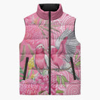 Australia Pink Galah Sleeveless Puffer Jacket Rose-breasted Cockatoo Waratah Indigenous Art - Aussie Hoodie