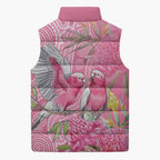 Australia Pink Galah Sleeveless Puffer Jacket Rose-breasted Cockatoo Waratah Indigenous Art - Aussie Hoodie