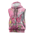 Australia Pink Galah Sleeveless Zip Hoodie Rose-breasted Cockatoo Waratah Indigenous Art - Aussie Hoodie