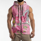 Australia Pink Galah Sleeveless Zip Hoodie Rose-breasted Cockatoo Waratah Indigenous Art - Aussie Hoodie