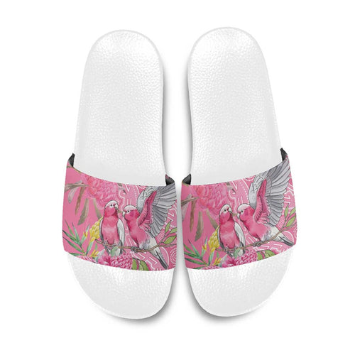 Australia Pink Galah Slide Sandals Rose-breasted Cockatoo Waratah Indigenous Art - Aussie Hoodie