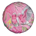 Australia Pink Galah Spare Tire Cover Rose-breasted Cockatoo Waratah Indigenous Art - Aussie Hoodie