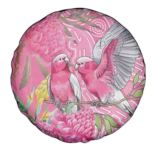 Australia Pink Galah Spare Tire Cover Rose-breasted Cockatoo Waratah Indigenous Art - Aussie Hoodie