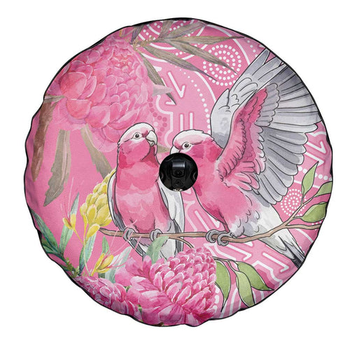 Australia Pink Galah Spare Tire Cover Rose-breasted Cockatoo Waratah Indigenous Art - Aussie Hoodie