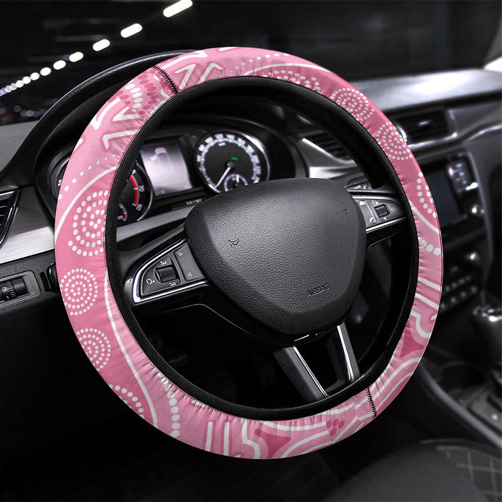 Australia Pink Galah Steering Wheel Cover Rose-breasted Cockatoo Waratah Indigenous Art - Aussie Hoodie
