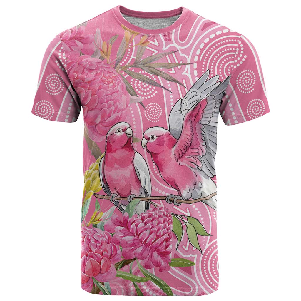 Australia Pink Galah T Shirt Rose-breasted Cockatoo Waratah Indigenous Art - Aussie Hoodie