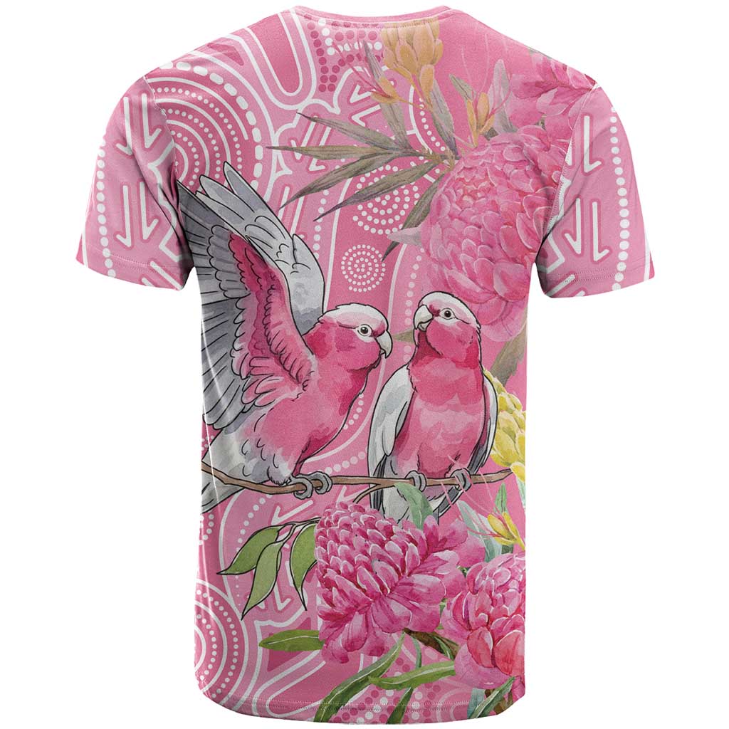 Australia Pink Galah T Shirt Rose-breasted Cockatoo Waratah Indigenous Art - Aussie Hoodie