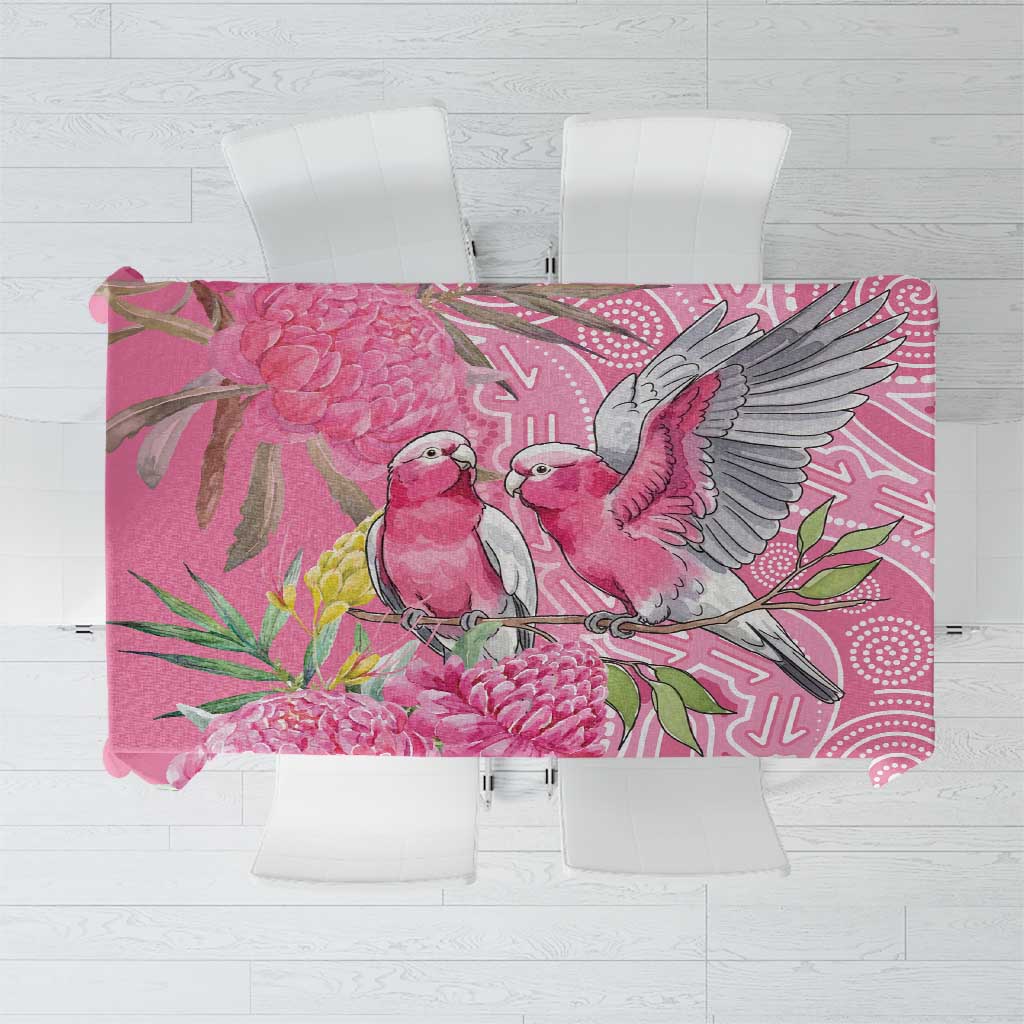 Australia Pink Galah Tablecloth Rose-breasted Cockatoo Waratah Indigenous Art - Aussie Hoodie