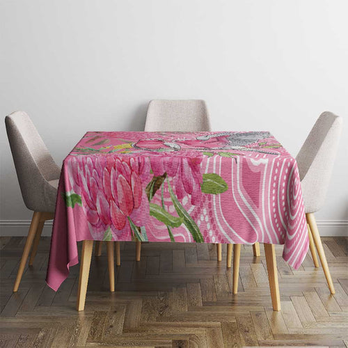 Australia Pink Galah Tablecloth Rose-breasted Cockatoo Waratah Indigenous Art - Aussie Hoodie