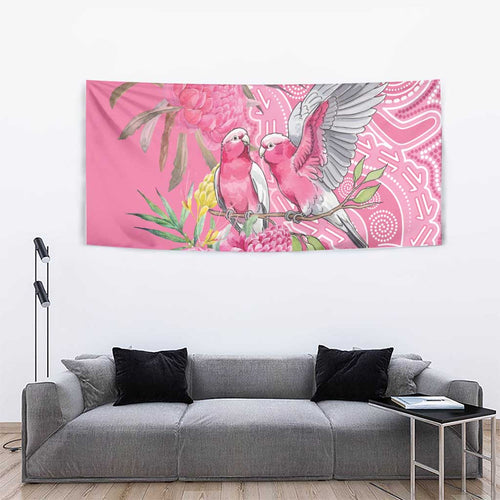 Australia Pink Galah Tapestry Rose-breasted Cockatoo Waratah Indigenous Art - Aussie Hoodie