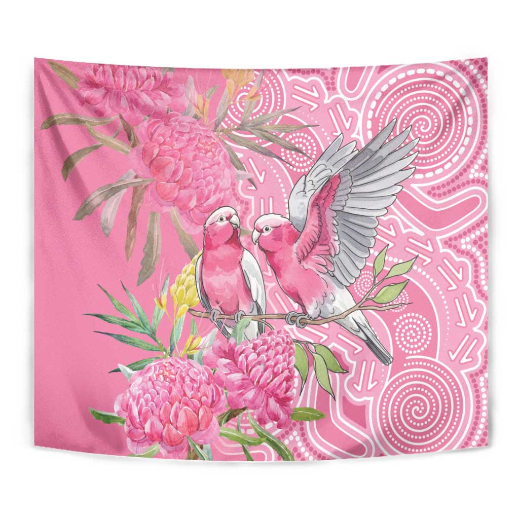 Australia Pink Galah Tapestry Rose-breasted Cockatoo Waratah Indigenous Art - Aussie Hoodie