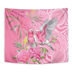 Australia Pink Galah Tapestry Rose-breasted Cockatoo Waratah Indigenous Art - Aussie Hoodie