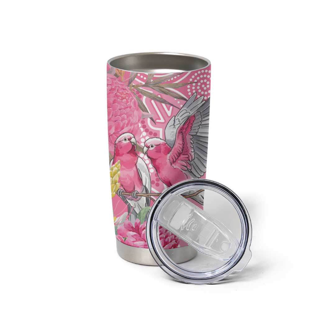 Australia Pink Galah Tumbler Cup Rose-breasted Cockatoo Waratah Indigenous Art - Aussie Hoodie