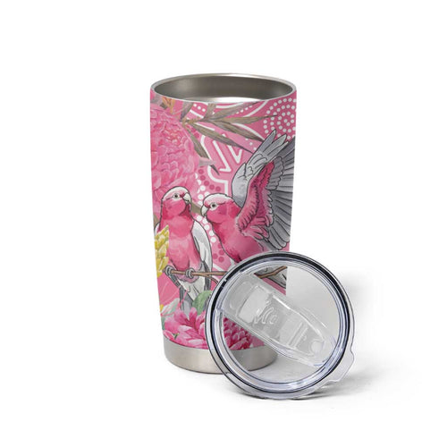 Australia Pink Galah Tumbler Cup Rose-breasted Cockatoo Waratah Indigenous Art - Aussie Hoodie