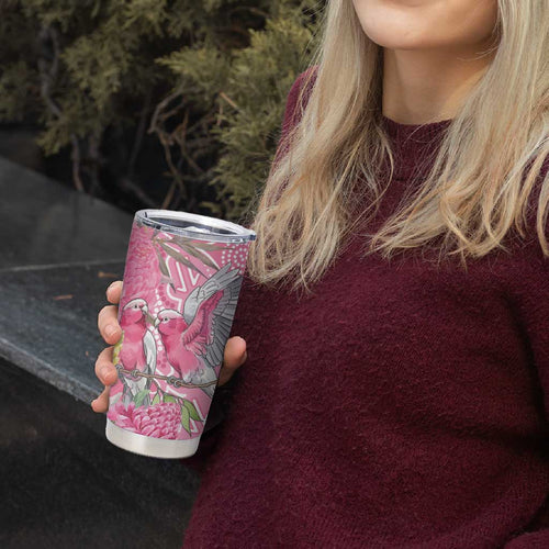 Australia Pink Galah Tumbler Cup Rose-breasted Cockatoo Waratah Indigenous Art - Aussie Hoodie