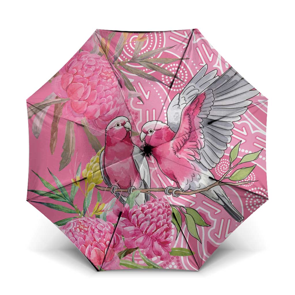 Australia Pink Galah Umbrella Rose-breasted Cockatoo Waratah Indigenous Art - Aussie Hoodie