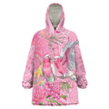Australia Pink Galah Wearable Blanket Hoodie Rose-breasted Cockatoo Waratah Indigenous Art - Aussie Hoodie