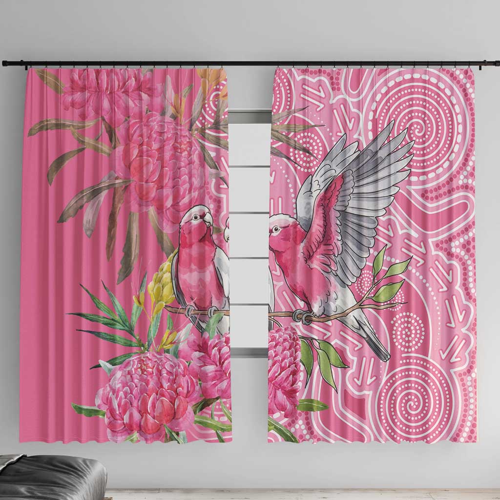 Australia Pink Galah Window Curtain Rose-breasted Cockatoo Waratah Indigenous Art - Aussie Hoodie
