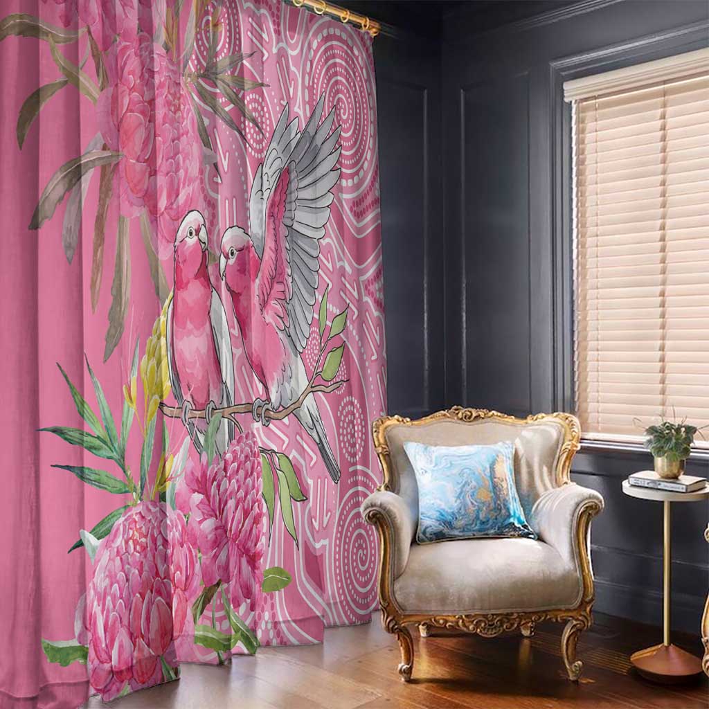 Australia Pink Galah Window Curtain Rose-breasted Cockatoo Waratah Indigenous Art - Aussie Hoodie