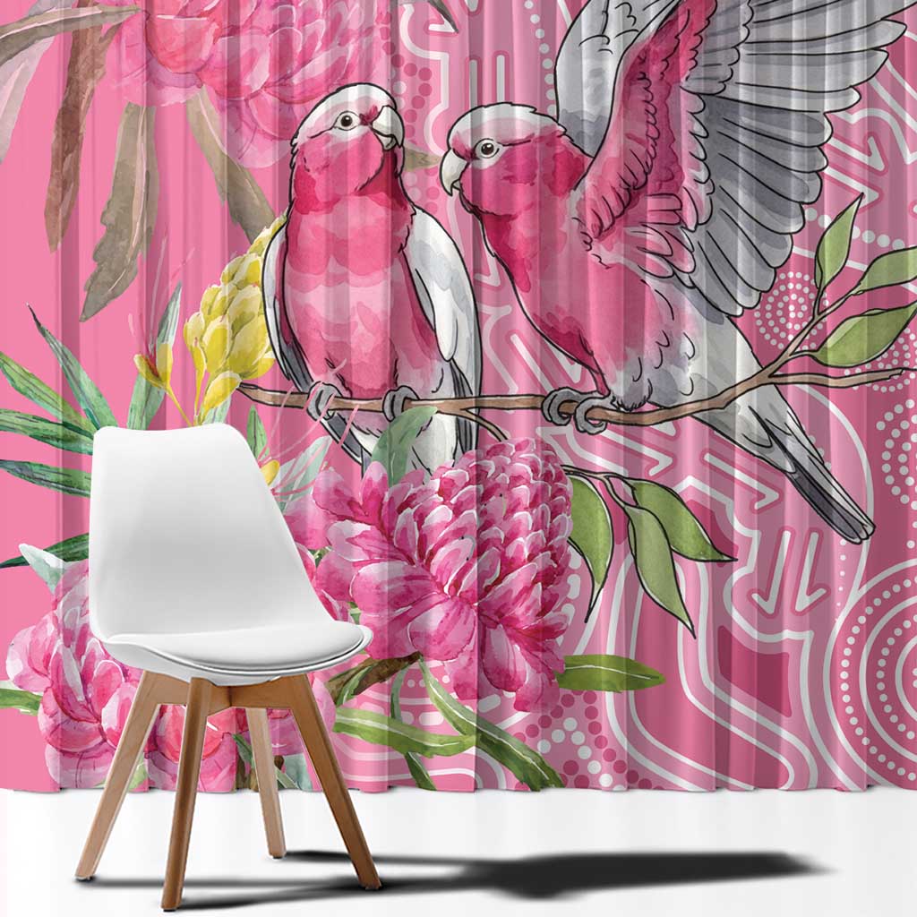 Australia Pink Galah Window Curtain Rose-breasted Cockatoo Waratah Indigenous Art - Aussie Hoodie