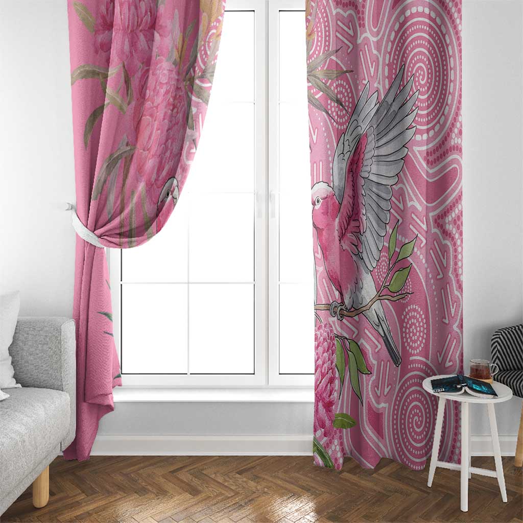 Australia Pink Galah Window Curtain Rose-breasted Cockatoo Waratah Indigenous Art - Aussie Hoodie