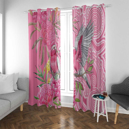 Australia Pink Galah Window Curtain Rose-breasted Cockatoo Waratah Indigenous Art - Aussie Hoodie