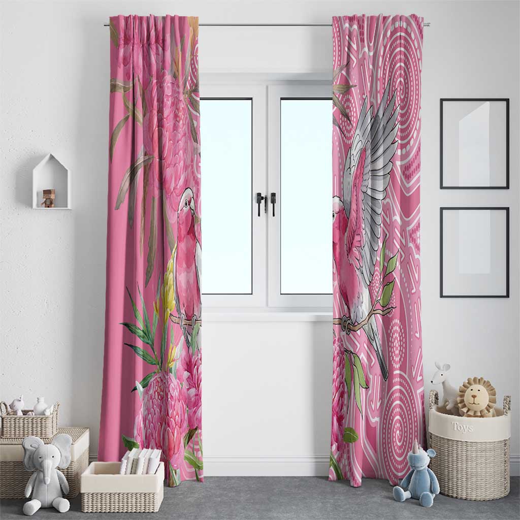 Australia Pink Galah Window Curtain Rose-breasted Cockatoo Waratah Indigenous Art - Aussie Hoodie