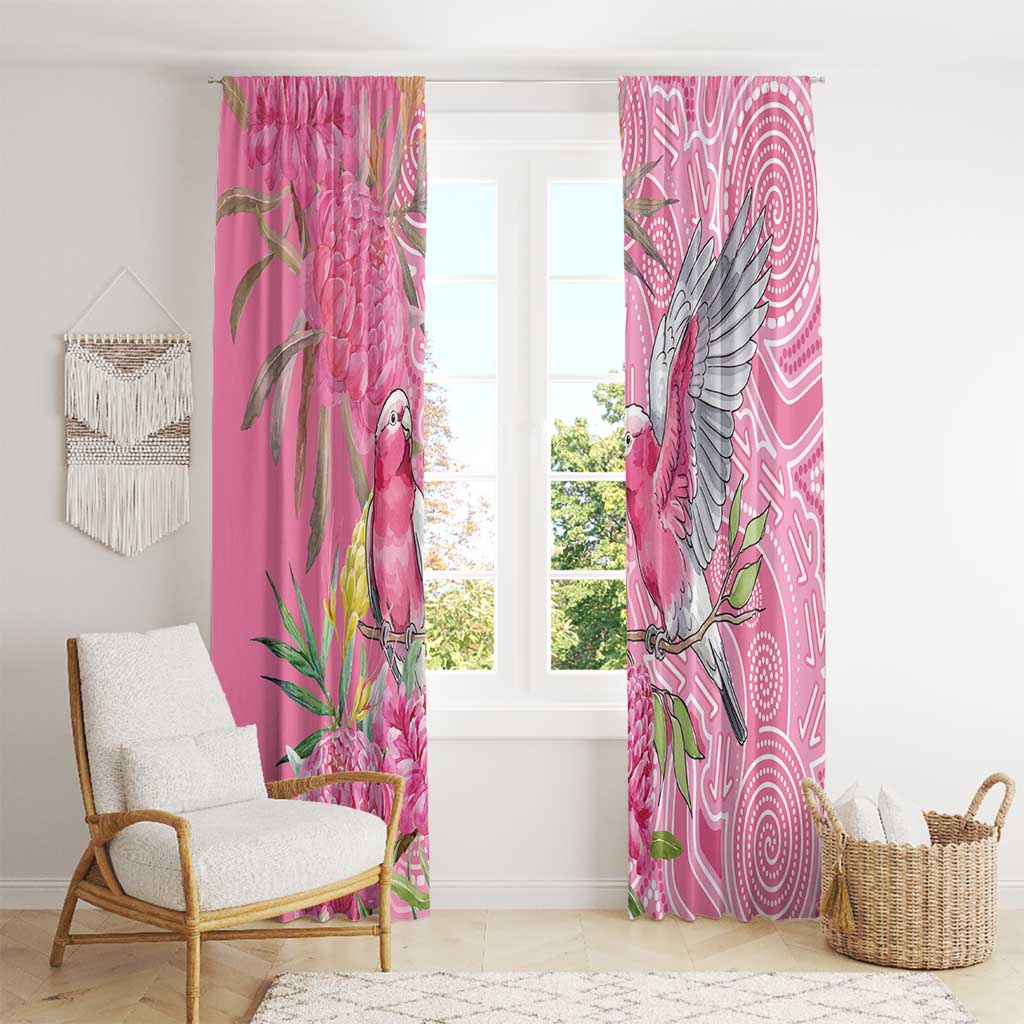 Australia Pink Galah Window Curtain Rose-breasted Cockatoo Waratah Indigenous Art - Aussie Hoodie