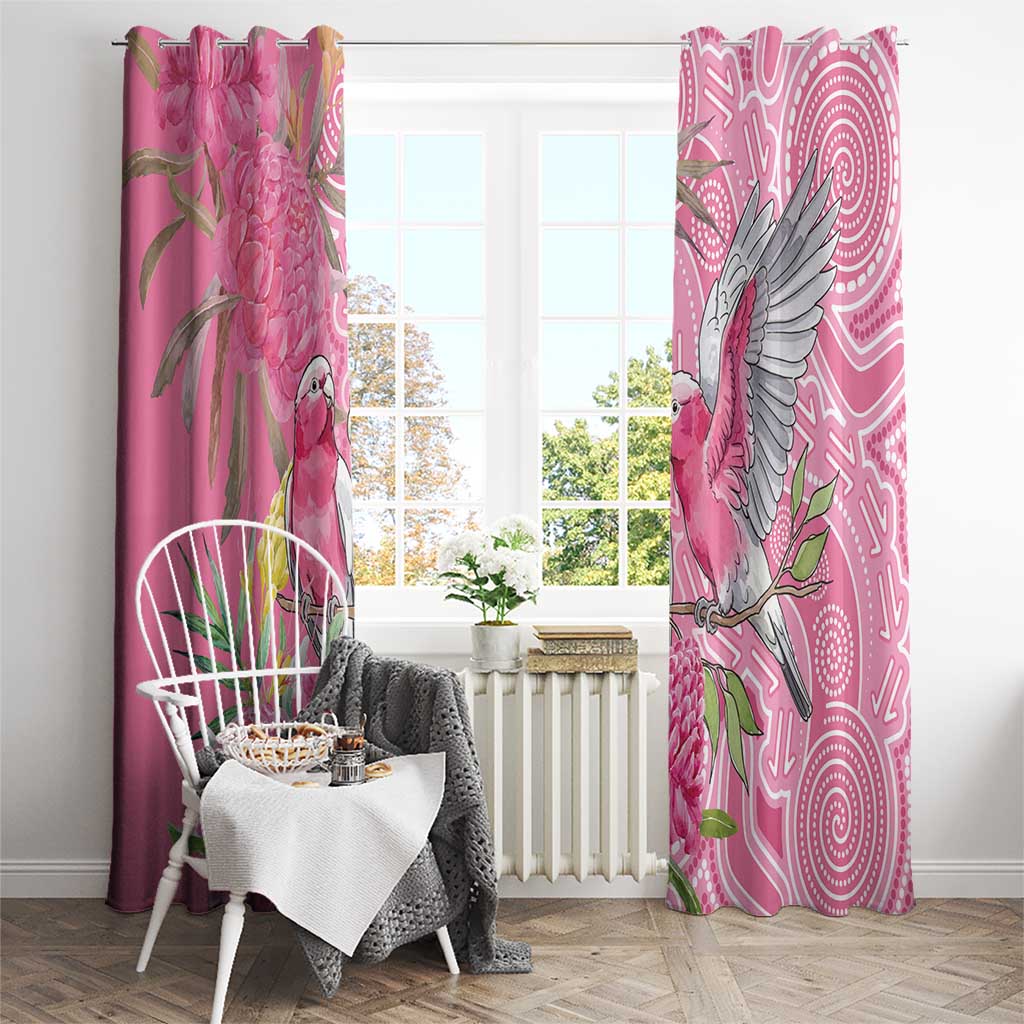 Australia Pink Galah Window Curtain Rose-breasted Cockatoo Waratah Indigenous Art - Aussie Hoodie