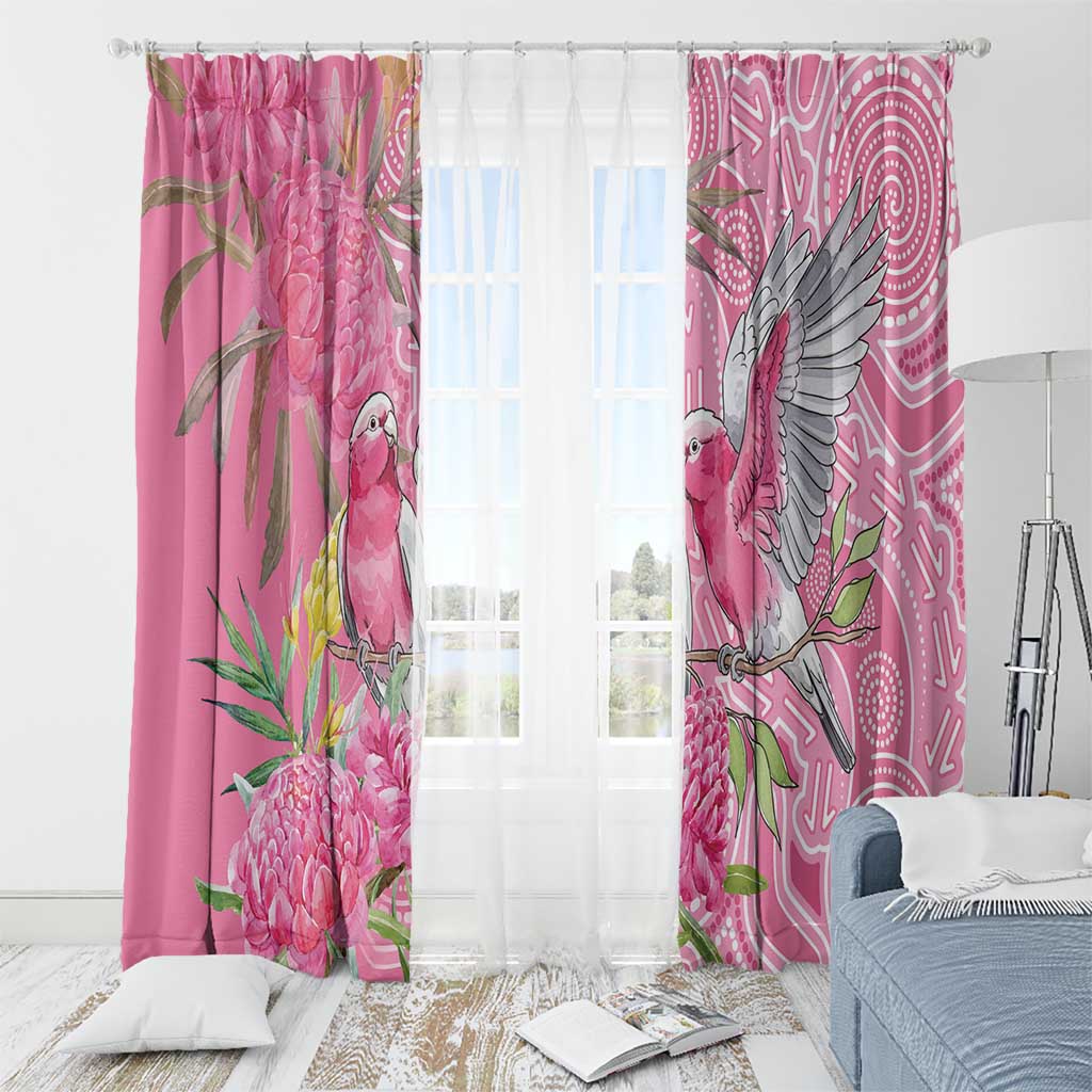 Australia Pink Galah Window Curtain Rose-breasted Cockatoo Waratah Indigenous Art - Aussie Hoodie
