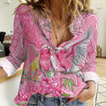 Australia Pink Galah Women Casual Shirt Rose-breasted Cockatoo Waratah Indigenous Art - Aussie Hoodie