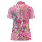 Australia Pink Galah Women Polo Shirt Rose-breasted Cockatoo Waratah Indigenous Art - Aussie Hoodie