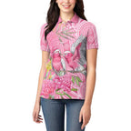 Australia Pink Galah Women Polo Shirt Rose-breasted Cockatoo Waratah Indigenous Art - Aussie Hoodie
