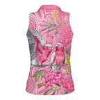 Australia Pink Galah Women Sleeveless Polo Shirt Rose-breasted Cockatoo Waratah Indigenous Art - Aussie Hoodie