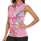 Australia Pink Galah Women Sleeveless Polo Shirt Rose-breasted Cockatoo Waratah Indigenous Art - Aussie Hoodie